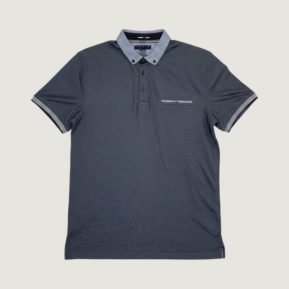 Denim & Flower Ricky Singh Men's Large Navy Polo w/ Decorative Pocket